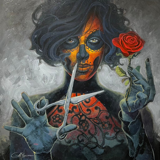 Gary McNamara The Darkness Within Her Day Of The Dead Original Painting - The Acorn Gallery, Pocklington