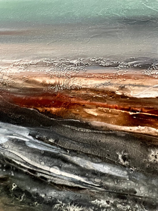 Katie Day Aquamarine Skies Original available from The Acorn Gallery, Pocklington