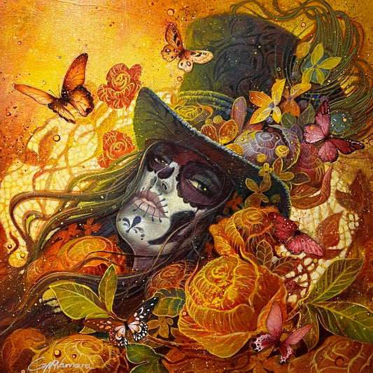 Gary McNamara Enchanted (Day Of The Dead) Original Painting - The Acorn Gallery, Pocklington